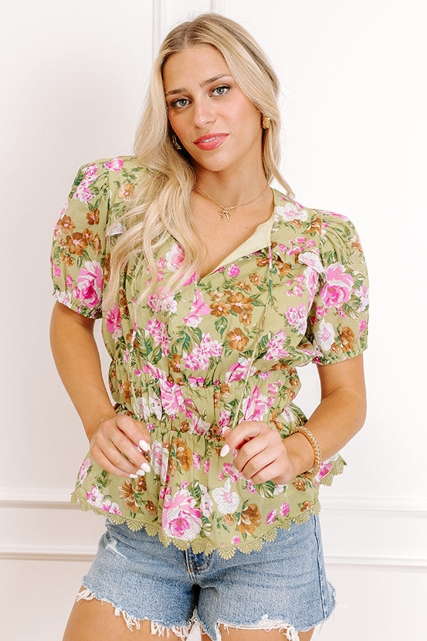 Peony Fields Peplum Top