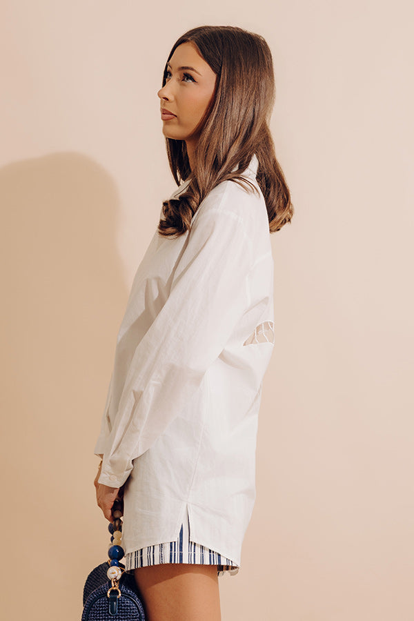 Palm Trees And Pina Coladas Embroidered Button Up