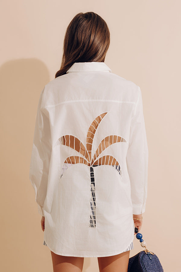 Palm Trees And Pina Coladas Embroidered Button Up