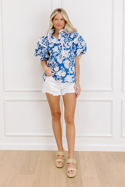 Sunday Chic Floral Top in Blue