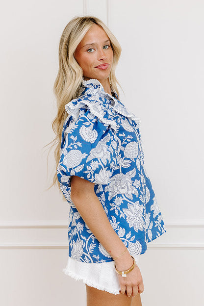 Sunday Chic Floral Top in Blue