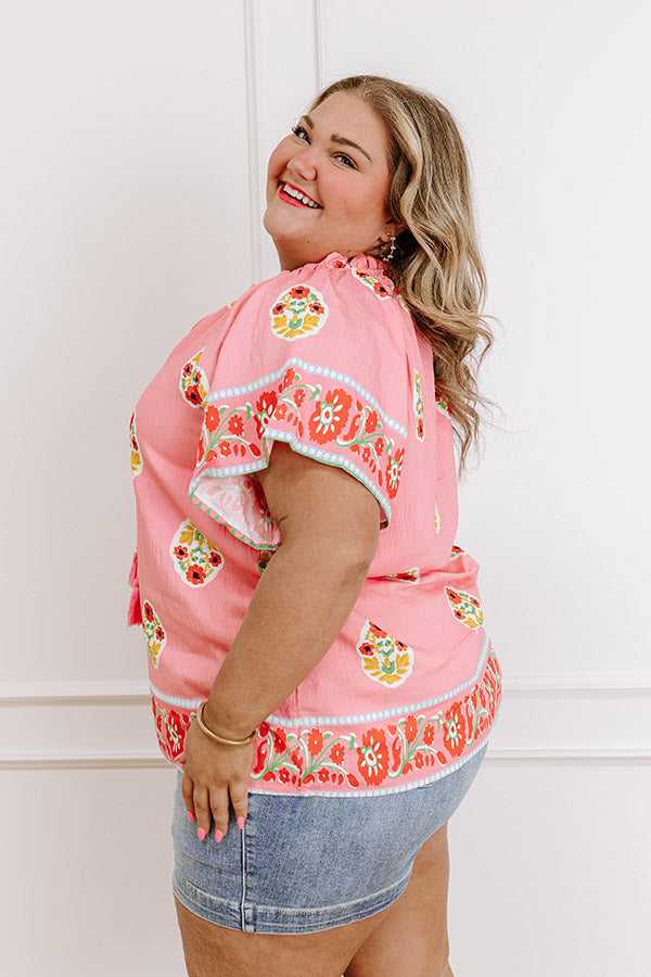 Margaritas On The Boardwalk Floral Top Curves
