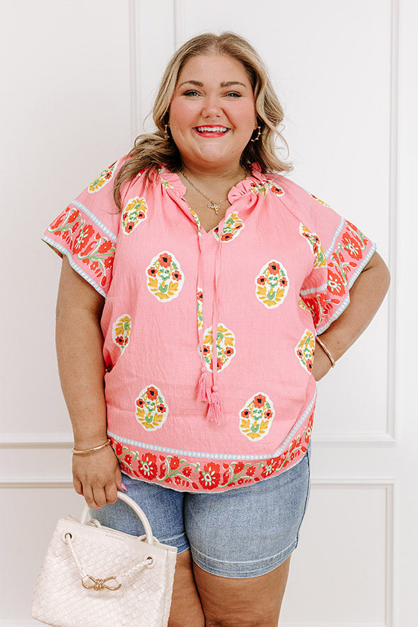 Margaritas On The Boardwalk Floral Top Curves