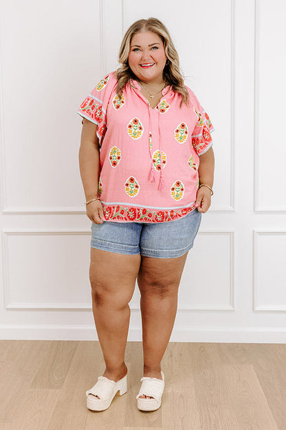 Margaritas On The Boardwalk Floral Top Curves