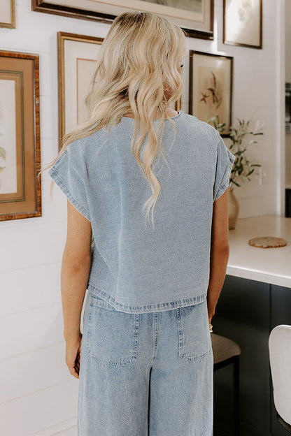 Total Flirt Front Tie Denim Top