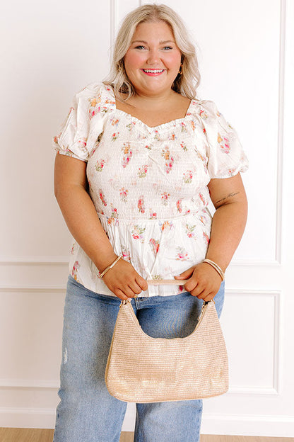 Field Of Grace Floral Smocked Top Curves
