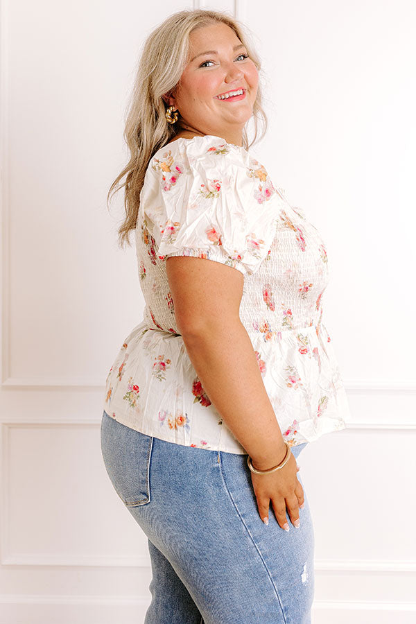 Field Of Grace Floral Smocked Top Curves