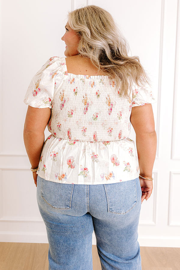 Field Of Grace Floral Smocked Top Curves
