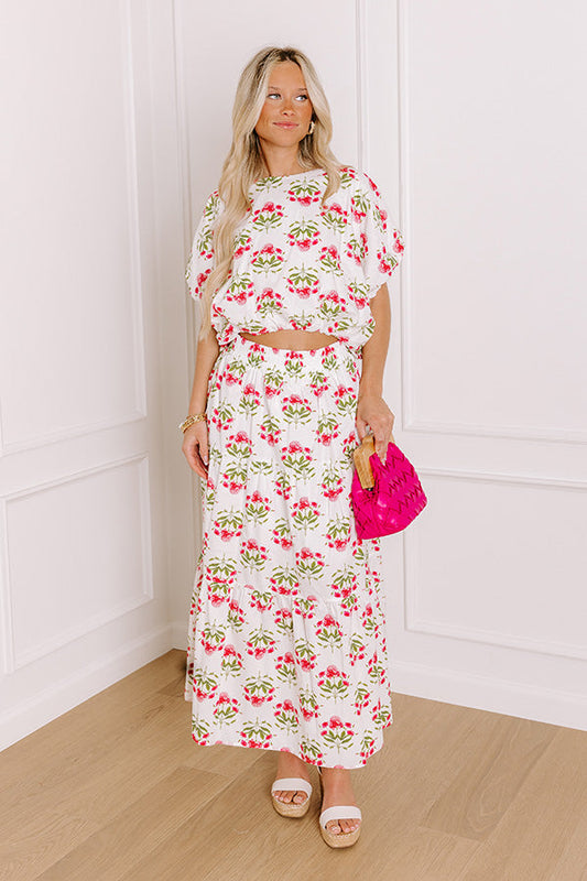 Fresh Blooms High Waist Floral Maxi Skirt
