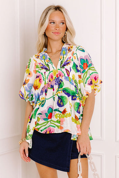 Cozumel Cutie Floral Top in Yellow