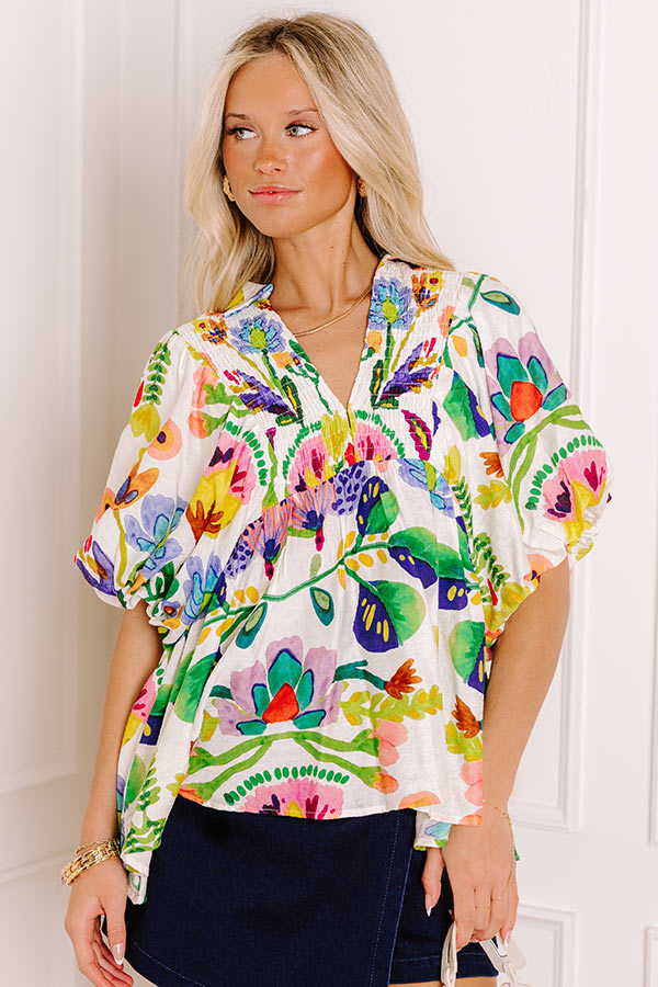 Cozumel Cutie Floral Top in Yellow