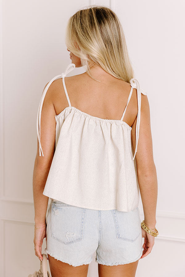 Coastal Town Views Linen-Blend Top