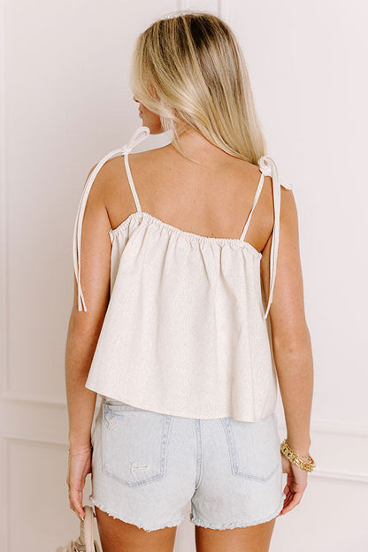 Coastal Town Views Linen-Blend Top