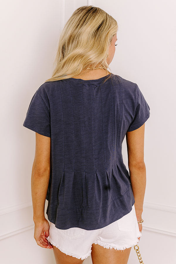 Plot Twist Pleated Top in Navy