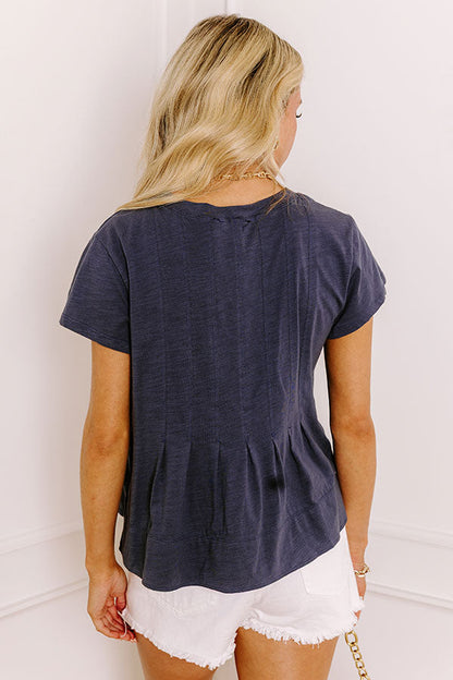 Plot Twist Pleated Top in Navy