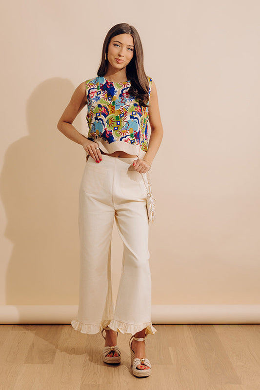 Tropical Tango Linen-Blend Top