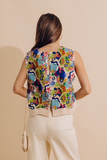 Tropical Tango Linen-Blend Top