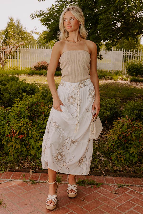Bungalow Cutie High Waist Embroidered Maxi Skirt