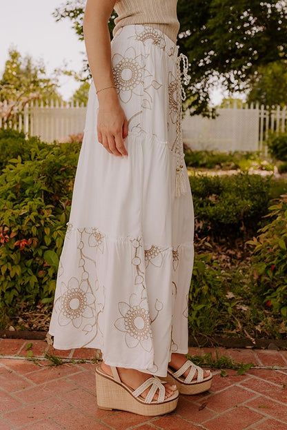 Bungalow Cutie High Waist Embroidered Maxi Skirt