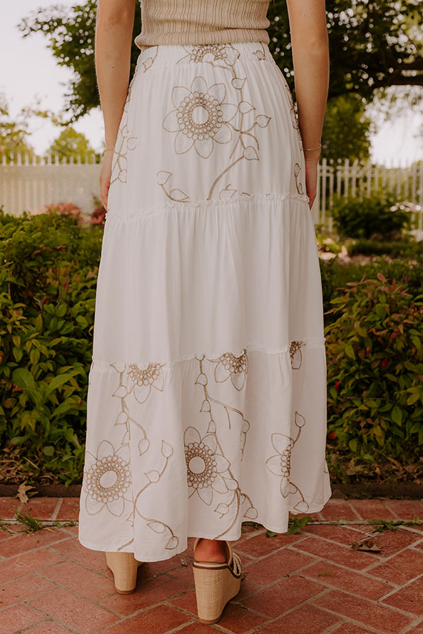 Bungalow Cutie High Waist Embroidered Maxi Skirt