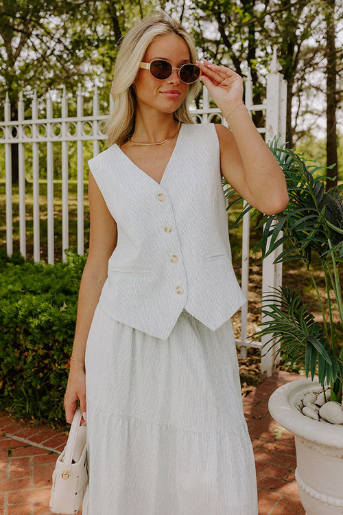 Coastal Chic Linen-Blend Stripe Vest Top