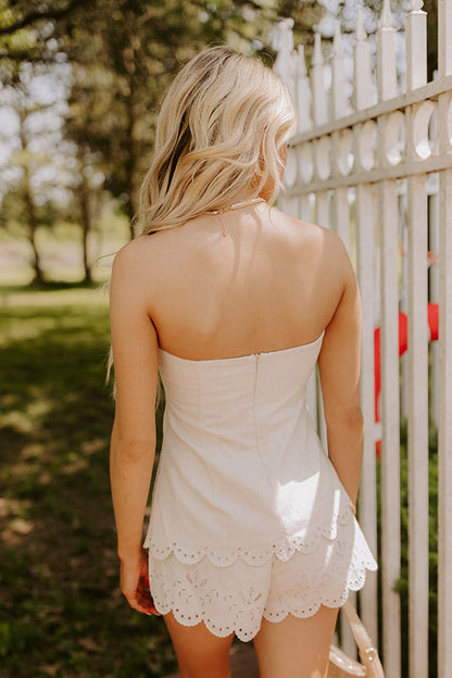 Capri Courtyard Linen-Blend Eyelet Top