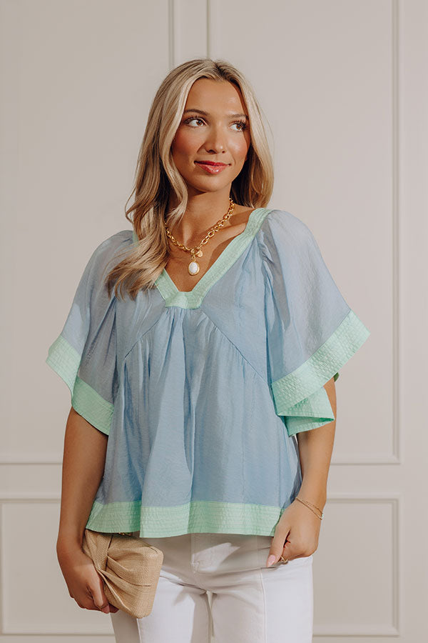 Blissful Smile Babydoll Top in Sky Blue