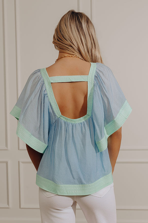 Blissful Smile Babydoll Top in Sky Blue