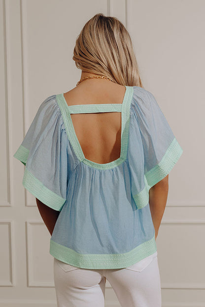 Blissful Smile Babydoll Top in Sky Blue