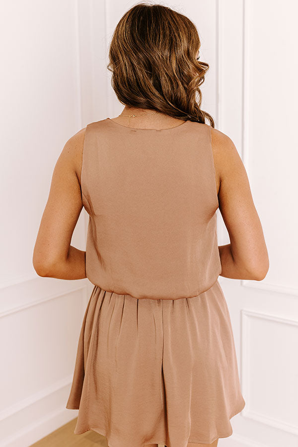Skyline Chic Bubble Crop Top in Mocha