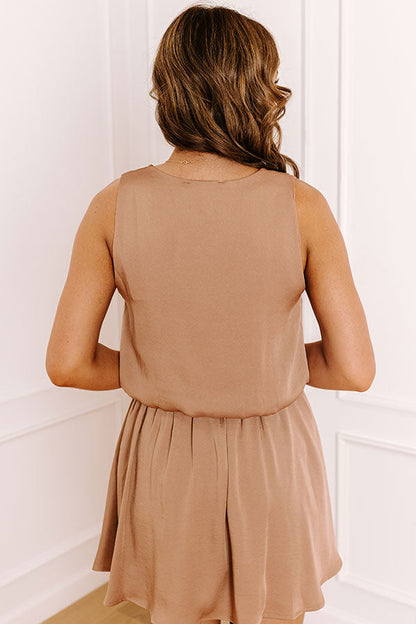 Skyline Chic Bubble Crop Top in Mocha