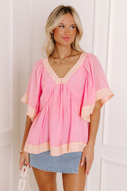 Blissful Smile Babydoll Top in Pink