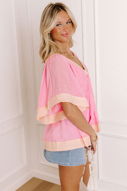 Blissful Smile Babydoll Top in Pink