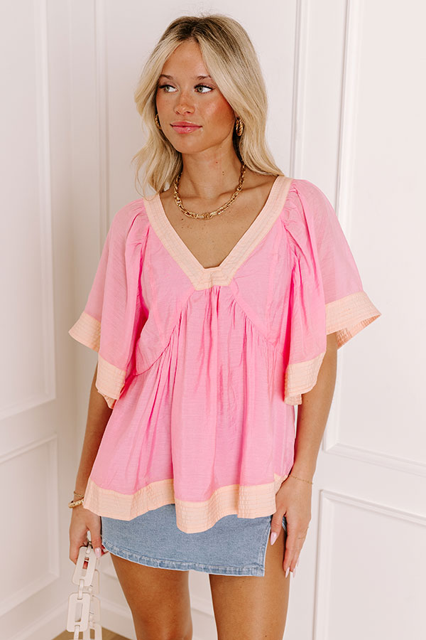 Blissful Smile Babydoll Top in Pink