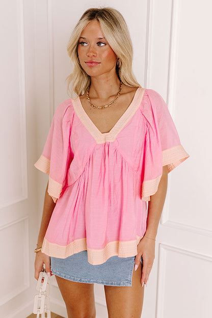 Blissful Smile Babydoll Top in Pink