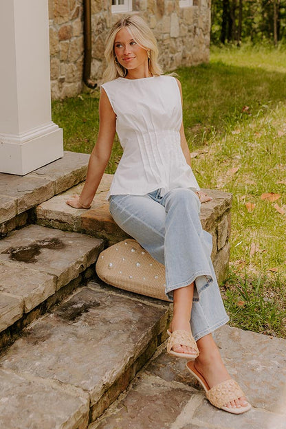 Mimosa Sipping Pleated Top