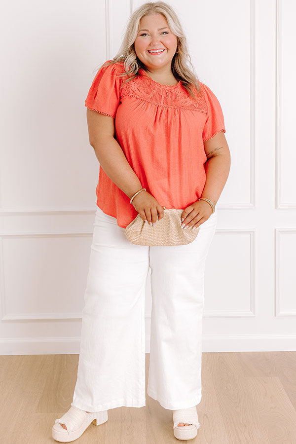Easy Going Lace Top in Coral Curves