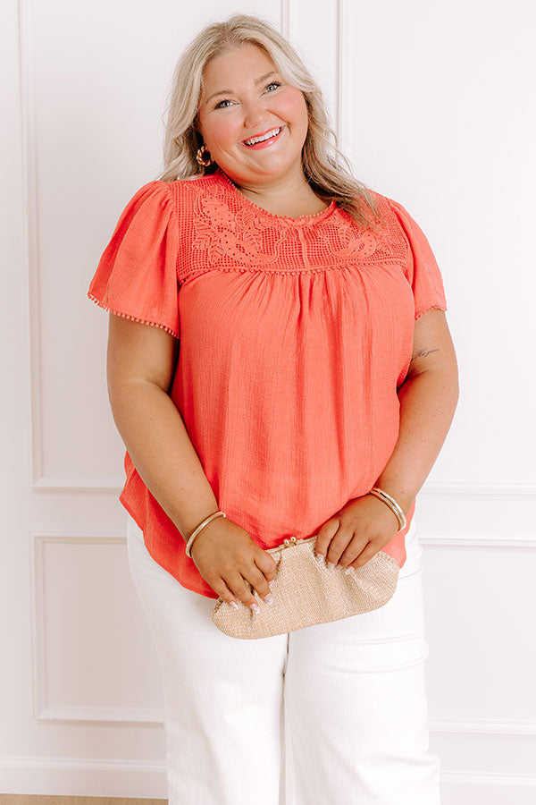 Easy Going Lace Top in Coral Curves