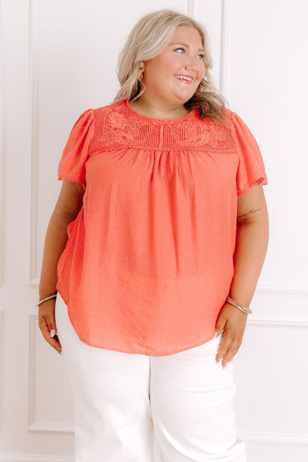 Easy Going Lace Top in Coral Curves