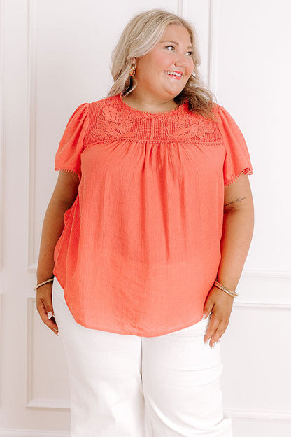 Easy Going Lace Top in Coral Curves