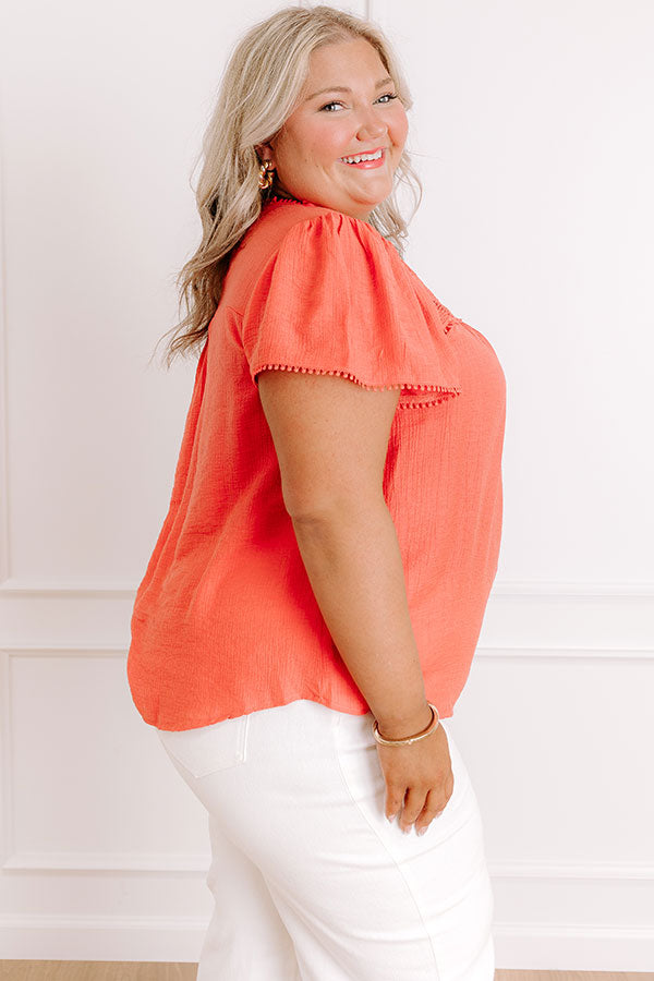 Easy Going Lace Top in Coral Curves