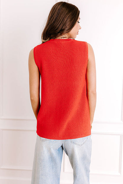 Social Club Knit Vest Top in Red