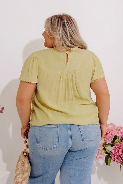 Easy Going Lace Top in Lime Punch Curves