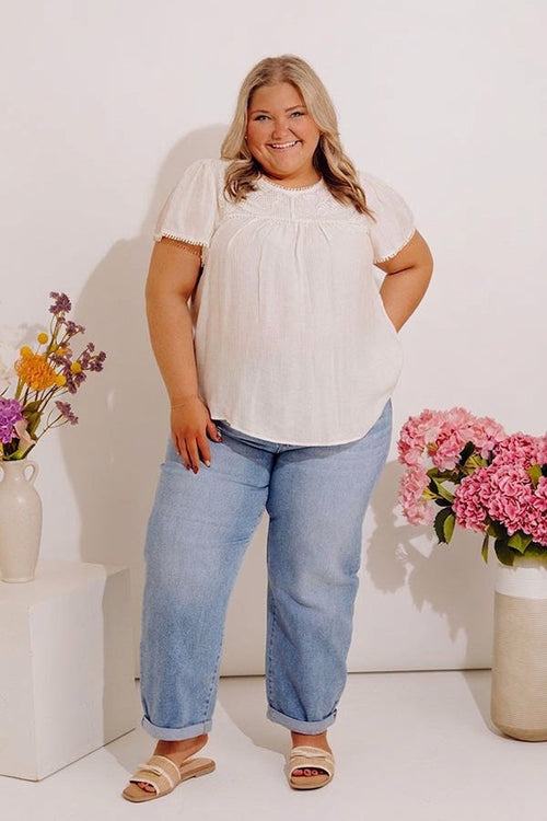 Easy Going Lace Top in Cream Curves