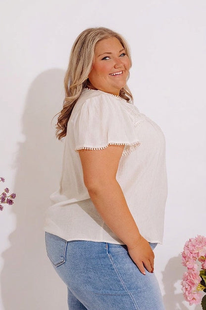 Easy Going Lace Top in Cream Curves