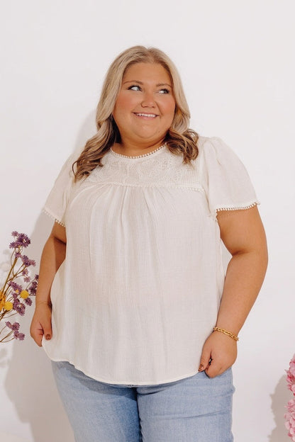 Easy Going Lace Top in Cream Curves