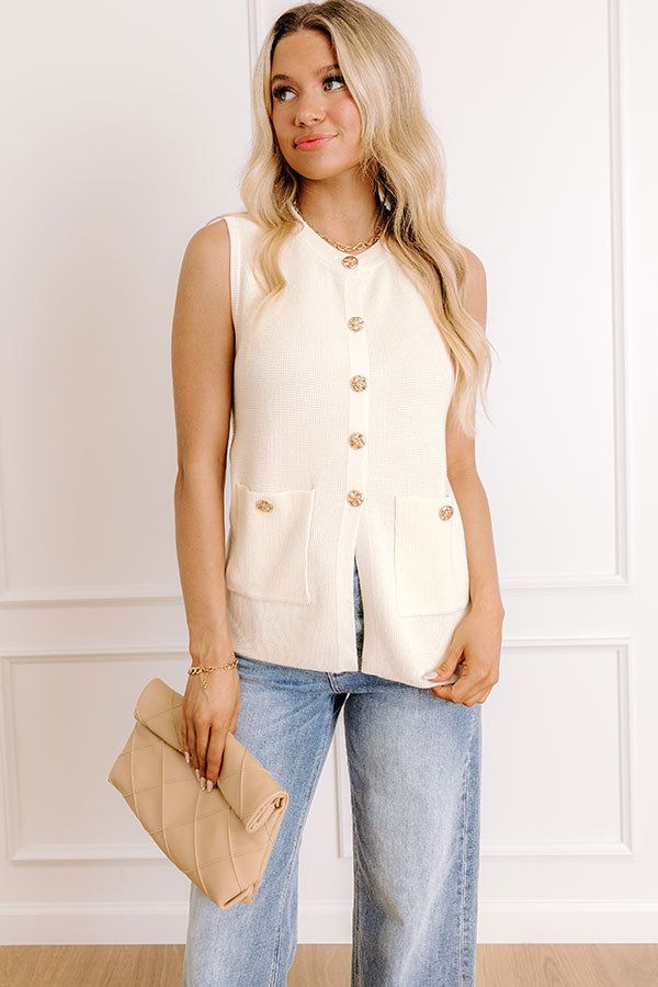Social Club Knit Vest Top in Cream