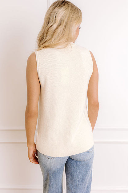Social Club Knit Vest Top in Cream
