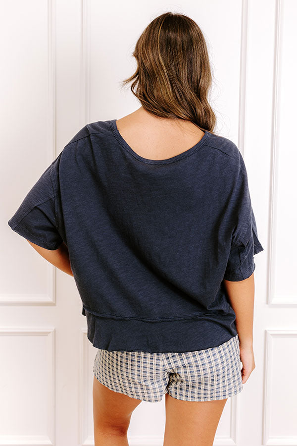 Simple Sway Oversized Crop Tee In Navy