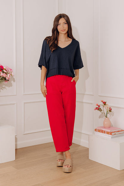 Simple Sway Oversized Crop Tee In Navy